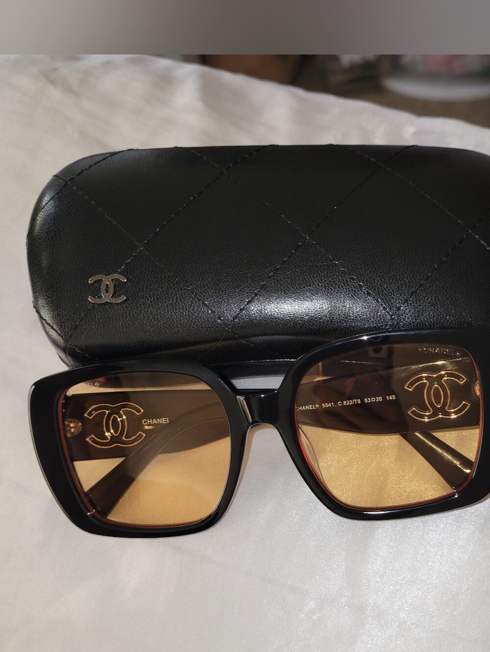 Black Frame Sunglasses with Orange Lenses - Picture 8 of 9